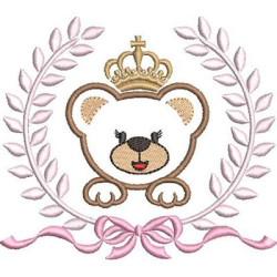 Diseño Para Bordado Oso Niña Contorneada En El Marco