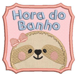 Embroidery Design Applied Bath Time Little Sloth 2