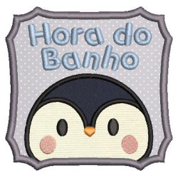 Diseño Para Bordado Tiempo De Baño Pingüino Aplicado 1