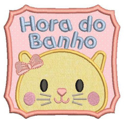 Embroidery Design Applied Bath Time Little Kitten 1