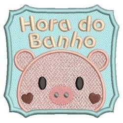 Embroidery Design Applied Bath Time Little Piggy 1