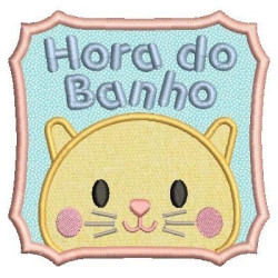 Matriz De Bordado Hora Do Banho Gatinho Aplicada 2