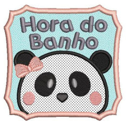 Embroidery Design Applied Bath Time Panda 2