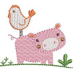 Embroidery Design Pig And Rooster