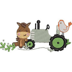 Diseño Para Bordado Tractor Con Caballo