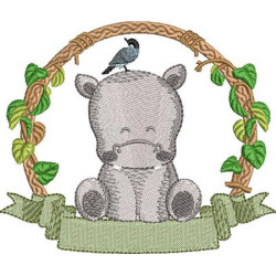 Embroidery Design Frame Safari Hipoppotamus Baby 5