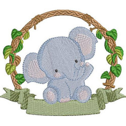 Diseño Para Bordado Cuadro Bebé Elefante Safari 5