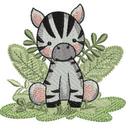 Embroidery Design 2 Baby Safari Zebras Filled And Rippled