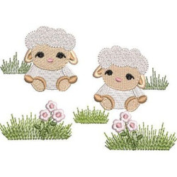 Embroidery Design Sheeps Sitting 1