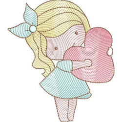 Embroidery Design Rippled Girl 3 Sizes 2