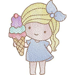Embroidery Design Rippled Girl 3 Sizes 3
