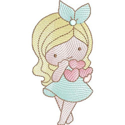Embroidery Design Rippled Girl 3 Sizes 6