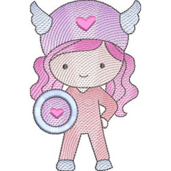Embroidery Design Rippled Girl 3 Sizes 8