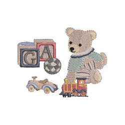Diseño Para Bordado Oso Con Juguetes