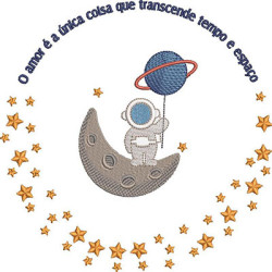 Diseño Para Bordado Astronauta En La Luna Con Una Frase