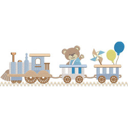Matriz De Bordado Urso No Trenzinho 30 Cm