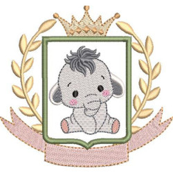 Matriz De Bordado Elefante Na Moldura Para Personalizar Nome