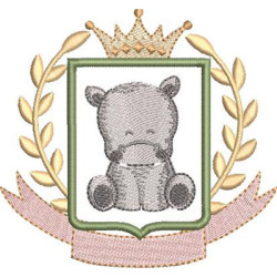 Matriz De Bordado Hipopótamo Na Moldura Para Personalizar Nome