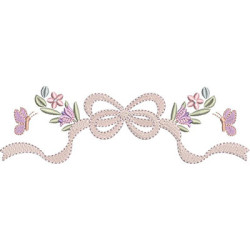 Matriz De Bordado Laço Com Flores E Borboletas 20 Cm