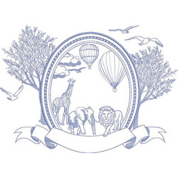 Matriz De Bordado Moldura Safari Contornada 25 Cm