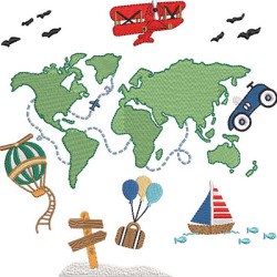 Matriz De Bordado Mapa De Viagem Do Mundo Todo