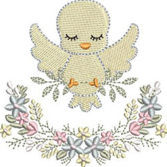 Diseño Para Bordado Paloma De La Paz Con Flores Delica..