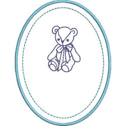 Matriz De Bordado Moldura Para Nome Com Urso Contornado