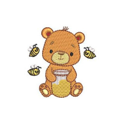 Matriz De Bordado Urso Com Pote De Mel