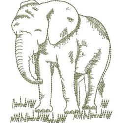 Matriz De Bordado Elefante Safari Contornado 12 Cm