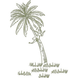 Matriz De Bordado Coqueiro Com Macaco Contornado Safari18 Cm
