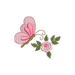 Matriz De Bordado Borboleta Na Rosa