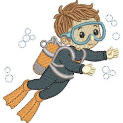 Matriz De Bordado Mergulhador Cute 11 Cm