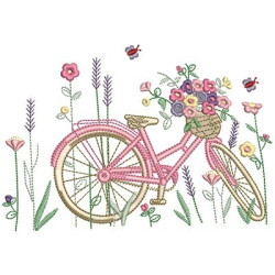 Embroidery Design Bicycle With Flowers