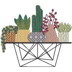 Embroidery Design Table Of Miscellaneous Vessels And Cactus