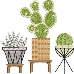 Embroidery Design Trio Of Vessels With Cactus 1