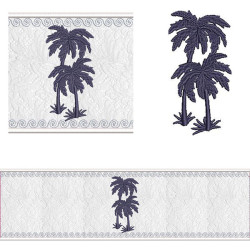 Embroidery Design Set Lavabo Towel Coconut Trees