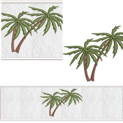 Embroidery Design Set Lavabo Towel Coconut Trees 2