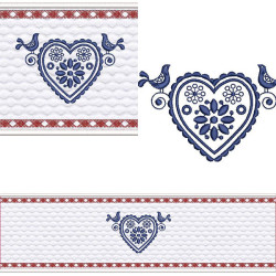 Embroidery Design Set Lavabo Towel Heart 2