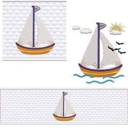 Embroidery Design Set Lavabo Towel Boat