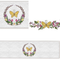 Diseño Para Bordado Conjunto Para Lavabo Mariposa