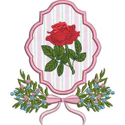 Matriz De Bordado Moldura Floral Aplicada Com Rosa
