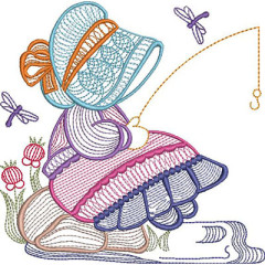 Diseño Para Bordado Muñeca Con Sombrero Sunbonnet Ripp..