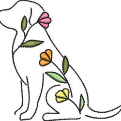 Matriz De Bordado Cachorrinho Com Flores 10cm
