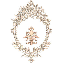 Matriz De Bordado Moldura Floral Provençal Com Flor De Lis 18 Cm