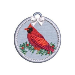 Embroidery Design Cardinal Christmas Ball