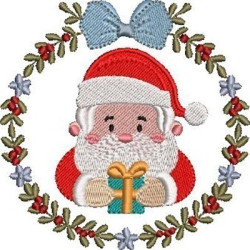 Diseño Para Bordado Marco Papá Noel Cute 1