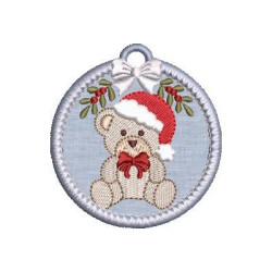 Matriz De Bordado Bolinha De Natal Urso Noel