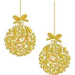 Diseño Para Bordado Bolas De Navidad Dorada