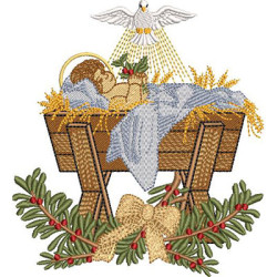 Diseño Para Bordado Jesús En El Pesebre 14 Cm