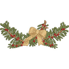 Embroidery Design Christmas Branch With Bow..